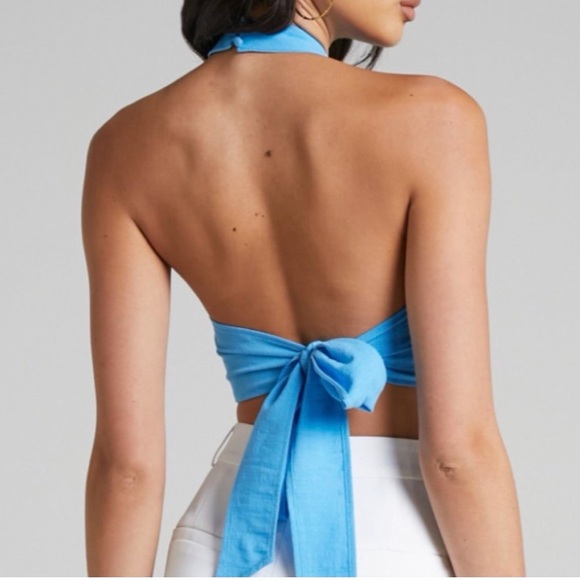 Evaline Halter Open Back Scarf Top - Picture 2 of 3